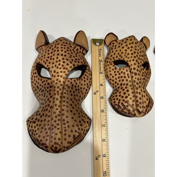 Set of  5 Hand Carved Wooden Mask African Animal Zebra Giraffe Wall Hanging - Picture 9 of 11